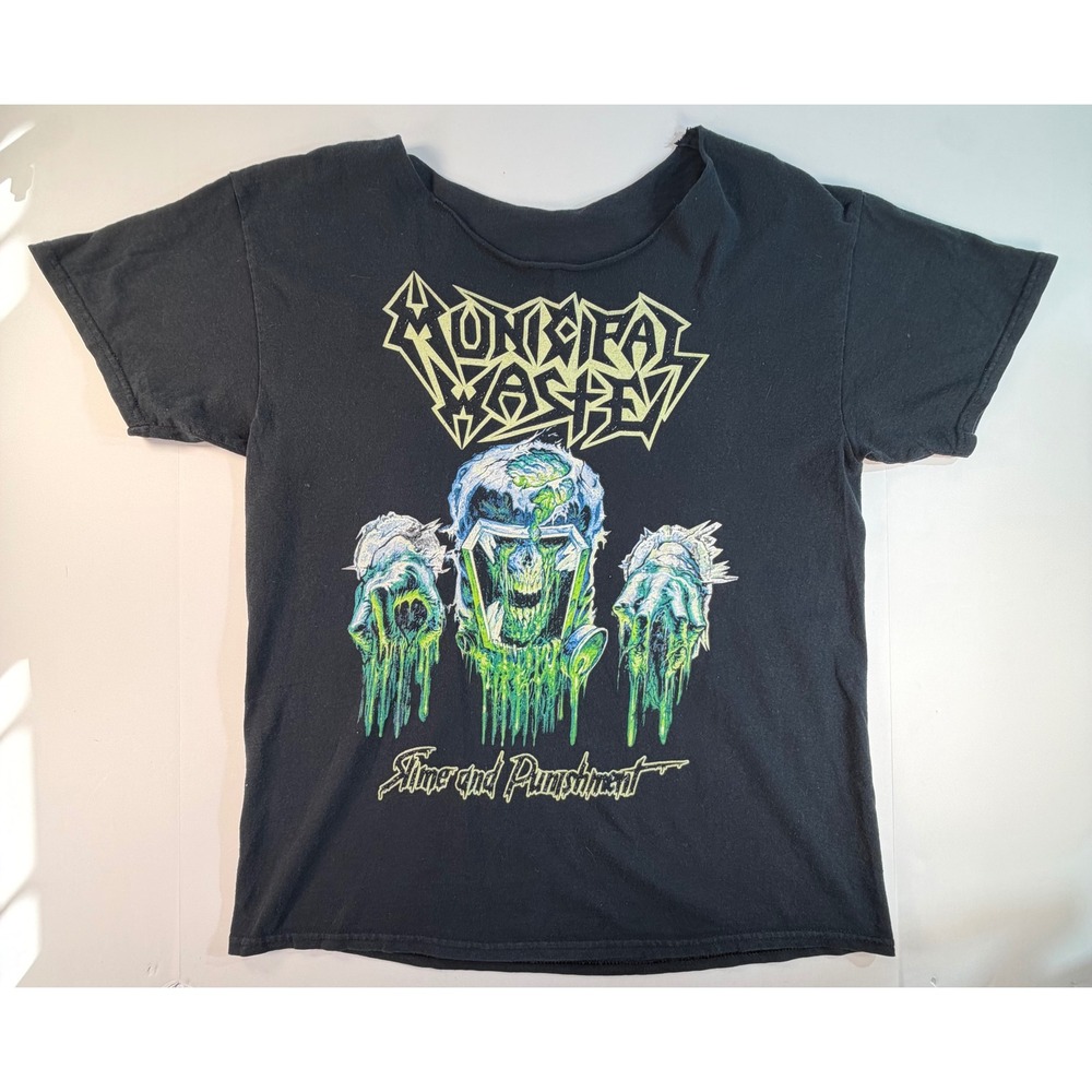 Municipal Waste Slime and Punishment Band T-Shirt Black Cut Neck Thrash Metal